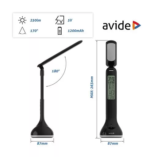 Asztali lámpa, LED, 4W, AVIDE "Calendar", fekete