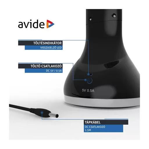 Asztali lámpa, LED, 4W, AVIDE "Calendar", fekete