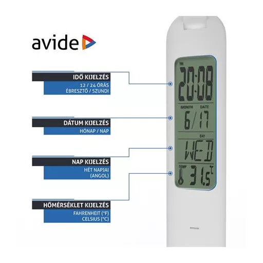 Asztali lámpa, LED, 4W, AVIDE "Calendar", fehér