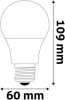 LED izzó, E27, gömb, A60, 9,5W, 1055lm, 3000K, AVIDE