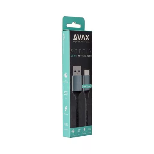 Töltőkábel, USB-A - USB-C, 1,5 m, AVAX "CB301G", acélszürke