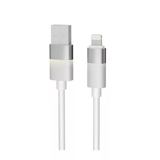 Töltőkábel, USB-A - lightning (Apple), 1 m, AVAX "CB310 Glowy", fehér