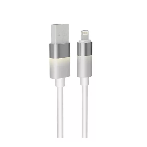 Töltőkábel, USB-A - lightning (Apple), 1 m, AVAX "CB310 Glowy", fehér