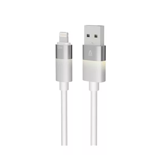 Töltőkábel, USB-A - lightning (Apple), 1 m, AVAX "CB310 Glowy", fehér