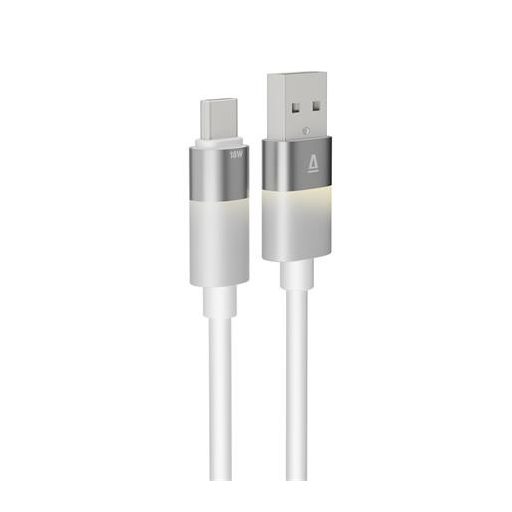 Töltőkábel, USB-A - USB-C, 18W, 1 m, AVAX "CB312 Glowy", fehér