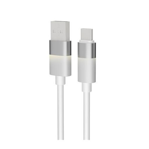 Töltőkábel, USB-A - USB-C, 18W, 1 m, AVAX "CB312 Glowy", fehér