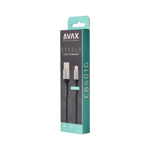 Töltőkábel, USB-A - lightning (Apple), 20W, 1,5 m, AVAX "CB314 Steel", acélszürke
