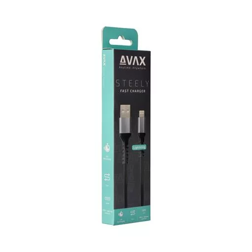 Töltőkábel, USB-A - lightning (Apple), 20W, 1,5 m, AVAX "CB314 Steel", acélszürke