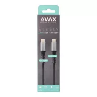   Töltőkábel, USB-C - USB-C, 27W, 1 m, AVAX "CB316 Glowy", fehér