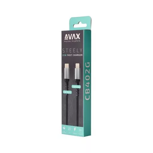 Töltőkábel, USB-C - USB-C, 27W, 1 m, AVAX "CB316 Glowy", fehér
