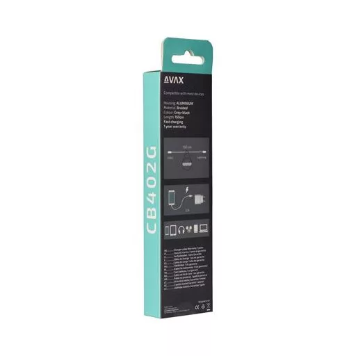 Töltőkábel, USB-C - USB-C, 27W, 1 m, AVAX "CB316 Glowy", fehér