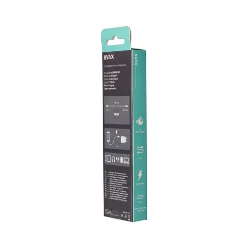 Töltőkábel, USB-C - USB-C, 27W, 1 m, AVAX "CB316 Glowy", fehér