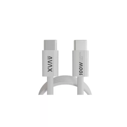 Töltőkábel, USB-C - USB-C, mágneses, 100W, 1 m, AVAX "CB610W Magnety", fehér
