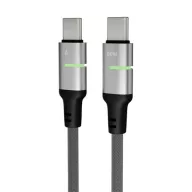   Töltőkábel, USB-C - USB-C, 60W, 1 m, AVAX "CB632 Steely LED", fekete