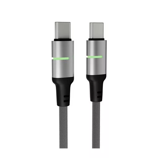 Töltőkábel, USB-C - USB-C, 60W, 1 m, AVAX "CB632 Steely LED", fekete