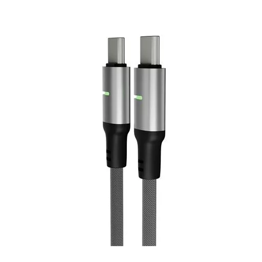 Töltőkábel, USB-C - USB-C, 60W, 1 m, AVAX "CB632 Steely LED", fekete
