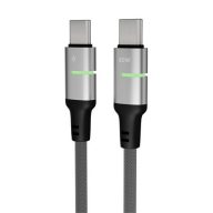  Töltőkábel, USB-C - USB-C, 60W, 2 m, AVAX "CB632 Steely LED", fekete
