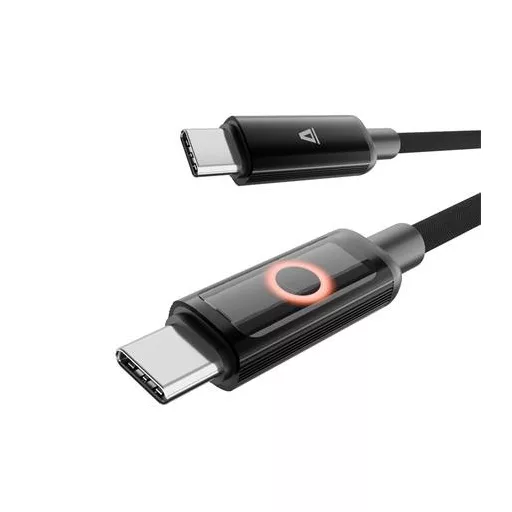 Töltőkábel, USB-C - USB-C, 60W, 1 m, AVAX "CB654 Pulsey", szürke