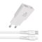 Hálózati töltő + USB-C - Lightning (Apple) kábel,  AVAX "CH6414", fehér