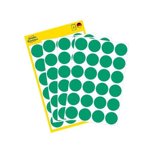 Etikett, 18 mm, kör, AVERY ZWECKFORM, zöld, 96 etikett/csomag