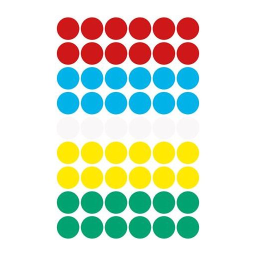 Etikett, 12 mm, kör, AVERY ZWECKFORM, 5 különböző szín, 270 etikett/csomag