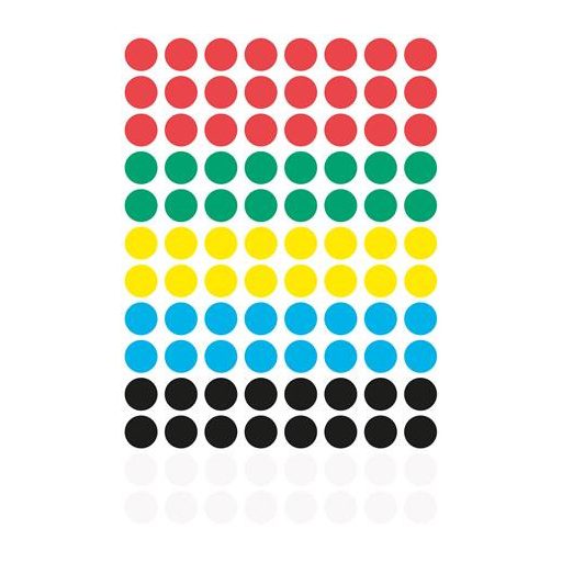 Etikett, 8 mm, kör, AVERY ZWECKFORM, 5 különböző szín, 416 etikett/csomag