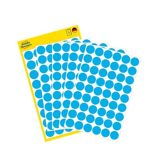 Etikett, 12 mm, kör, AVERY ZWECKFORM, kék, 270 etikett/csomag