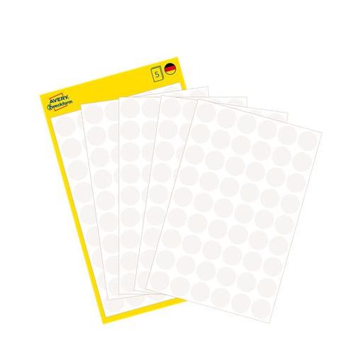 Etikett, 12 mm, kör, AVERY ZWECKFORM, fehér, 270 etikett/csomag