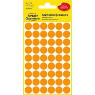   Etikett, 12 mm, kör, AVERY ZWECKFORM, neon narancs, 270 etikett/csomag