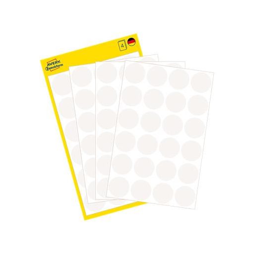 Etikett, 18 mm, kör, AVERY ZWECKFORM, fehér, 96 etikett/csomag