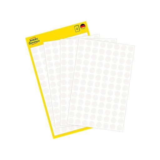 Etikett, 8 mm, kör, AVERY ZWECKFORM, fehér, 416 etikett/csomag