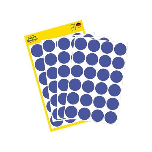 Etikett, 18 mm, kör, eltávolítható, AVERY ZWECKFORM, indigókék, 96 etikett/csomag