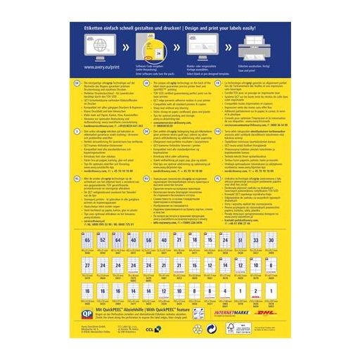 Etikett, univerzális, 48,5x25,4 mm, AVERY ZWECKFORM, "Sparpack", 2600 etikett/csomag