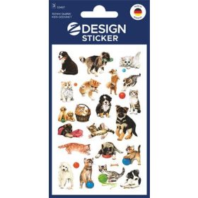   Matrica, papír, 3 ív, AVERY ZWECKFORM, "Z-Desing No.53487", macska és kutya