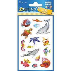   Matrica, papír, 2 ív, AVERY ZWECKFORM, "Z-Desing No.53707", csillogó tengeri állatok