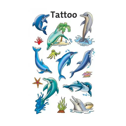 Matrica, tetoválás, 1 ív, AVERY ZWECKFORM, "Z-Desing No.56439", delfinek tengeri csillagokkal