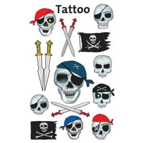   Matrica, tetoválás, 1 ív, AVERY ZWECKFORM, "Z-Desing No.56632", kalóz halálfejek kardokkal