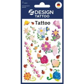   Matrica, tetoválás, 1 ív, AVERY ZWECKFORM, "Z-Desing No.56691", színes virágok