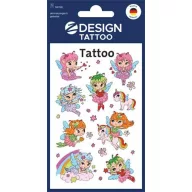   Matrica, tetoválás, 1 ív, AVERY ZWECKFORM, "Z-Desing No.56768",  tündérlányok és unikornisok