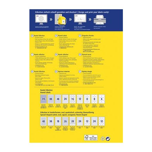 Etikett, univerzális, 20 mm, kör, AVERY ZWECKFORM, 880 etikett/csomag