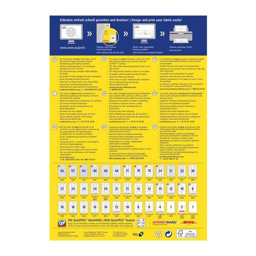 Etikett, univerzális, 70x37 mm, AVERY ZWECKFORM, "Sparpack", 1560 etikett/csomag