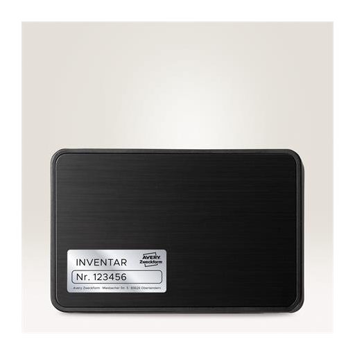 Etikett, 210x297 mm, poliészter, időjárásálló, AVERY ZWECKOFRM, ezüst, 20 etikett/csomag