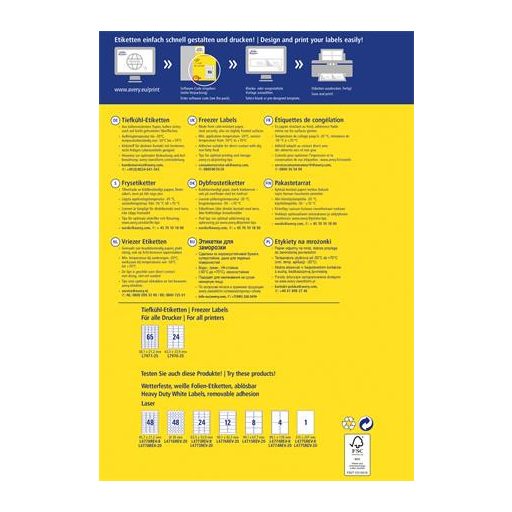 Etikett, 63,5x33,9 mm, fagyasztható, AVERY ZWECKFORM, 600 etikett/csomag