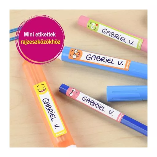 Etikett, tollcímke, 50x10 mm, kézzel írható, AVERY ZWECKFORM, vicces-színes, 30 etikett/csomag