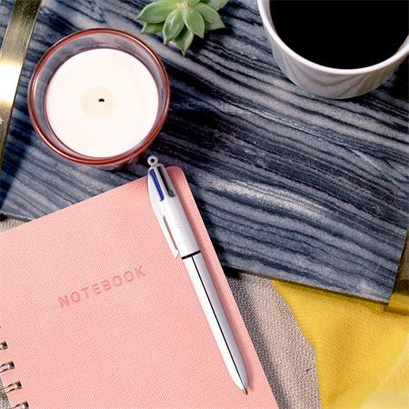 Golyóstoll, 0,32 mm, nyomógombos, négyszínű, BIC "4 Colours Shine"