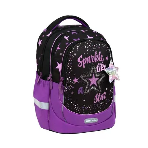 Iskolatáska, cipzáras, BELMIL "Leisure Plus Sparkle like a Star", csillagok
