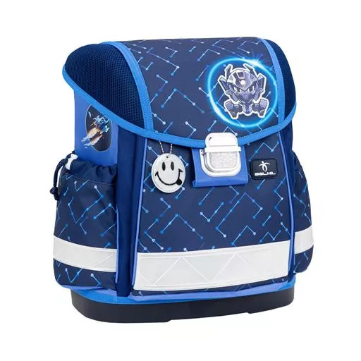Iskolatáska, fémcsat, BELMIL "Classy Navy Blue Tech", robot