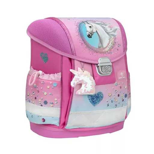 Iskolatáska, fémcsat, BELMIL "Classy Dream Hooves", lovacska