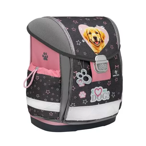 Iskolatáska, fémcsat, BELMIL "Classy Starry Paws", kutya, golden retriever