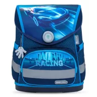   Iskolatáska, mágneszárral, BELMIL "Compact Racing Blue Neon", versenyautó